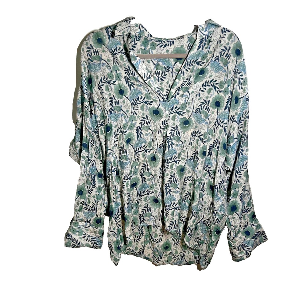 Lara Womens One Sizeโ Floral High Low Shirt Boho Pearl Button Lightweight Hippie
